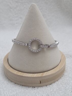 White Simulated Diamond Circle Tennis Bracelet
